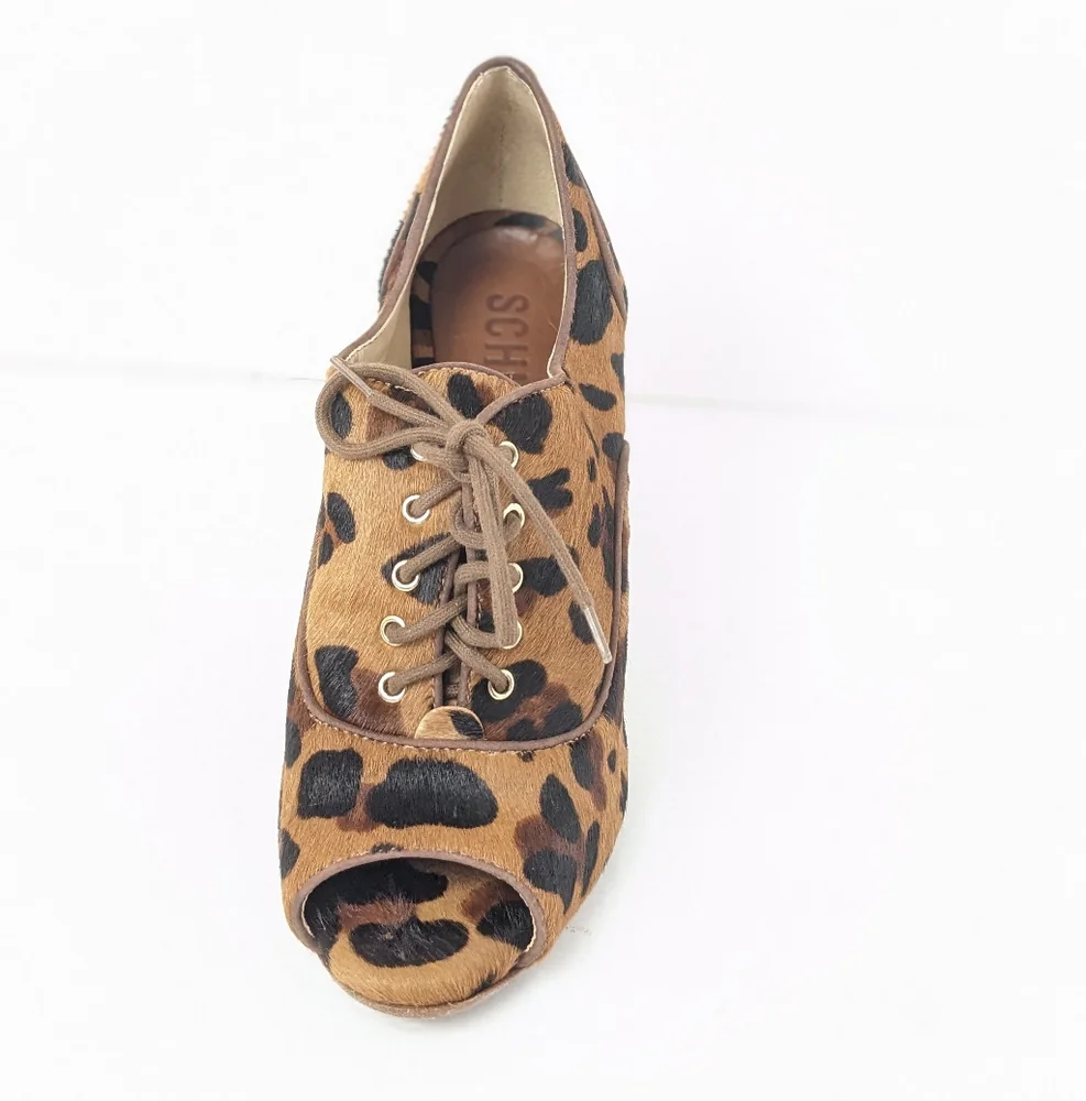 SCHUTZ Leopard Peep Toe Heels - Picture 9 of 16